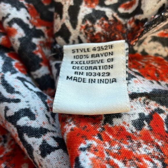 Caffe Marrakesh Orange and Dark Grey Multi Floral Tunic Blouse. Size Small - Picture 11 of 12